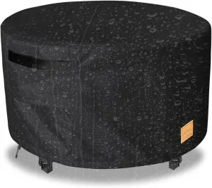 Fire Pit Cover Round 50 inch,Waterproof 600D Heavy Duty Patio Fire Pit Cover,Outdoor Round Gas Fire Pit/Table Cover,50” Dia X 24”H,Black