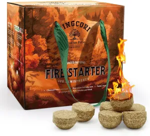 Fire Starters 120pcs Hemispheres Charcoal Starters Squares For BBQ Grill Fireplace Campfires Smoke Wood Stoves Fire Pit Chimney Waterproof All Weather Indoor Outdoor Camping Accessories