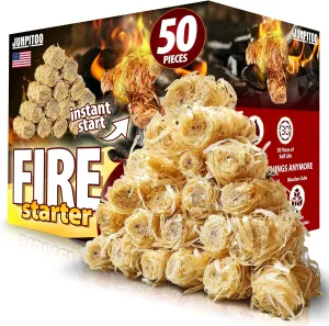 Fire Starters Natural Pine Fire Starters for Campfires Fireplace Grill Wood Pellet Stove Chimney Fire Pit BBQ Smoker W/10 Min Burning Time Waterproof.