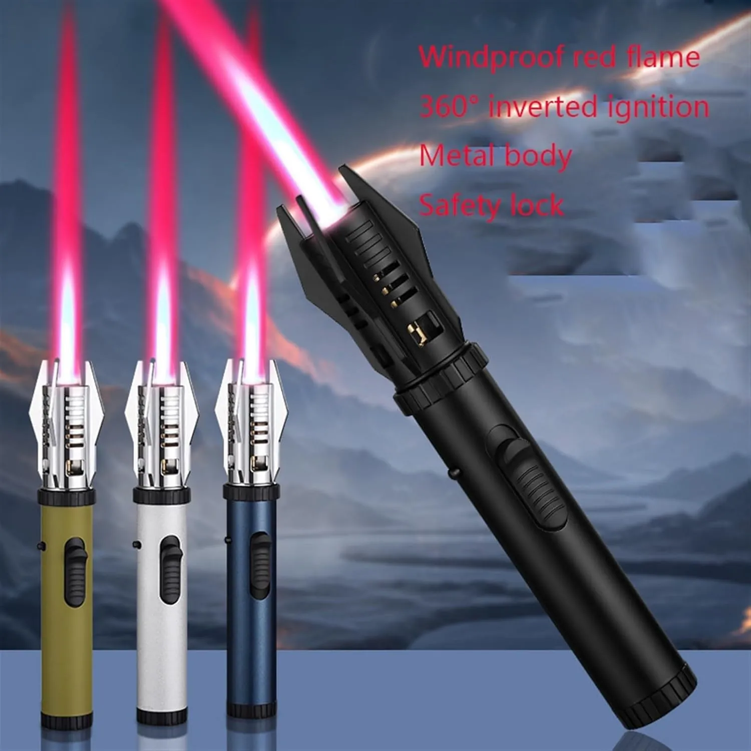 Fireblaze Plasma Lighter - Lightsaber-Inspired Dual Fuel System (Electric Arc & Butane Torch) with Stormproof Flame Control, Rechargeable Windproof Lighter(#2)