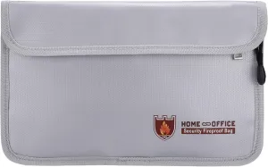Fireproof Document Bag,11x 7" Waterproof Fireproof Money Bag for Cash with 2 Pockets & Zipper Small Fireproof Safe Box Money Pouch Envelope Container for Cash,Passport,Currency,Keys-Horizontal