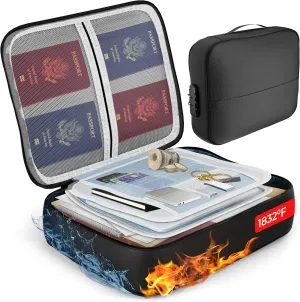 fireproof waterproof document organizer bag with lock 3 layer file storage soft case for passport ledger papers certificate cash files important documents portable secure safe box home travel office