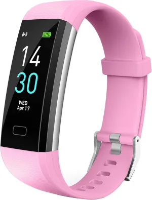 Fitness Tracker HR, with Blood Pressure Heart Rate Monitor, Pedometer, Sleep Monitor, Calorie Counter, Vibrating Alarm, Clock IP68 Waterproof for Women Men (Pink)