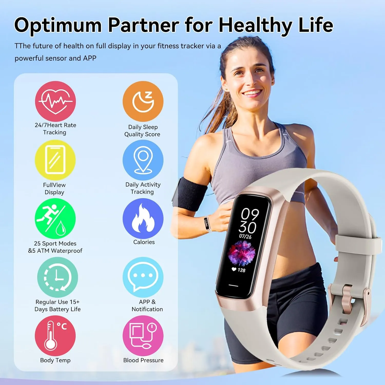 Fitness Tracker Smart Watch with Blood Pressure Heart Rate Sleep IP67 Waterproof Health Watch Fitness Activity Tracker Step Calorie Counter Pedometer Watches for Men Women Android iOS Phone (White)