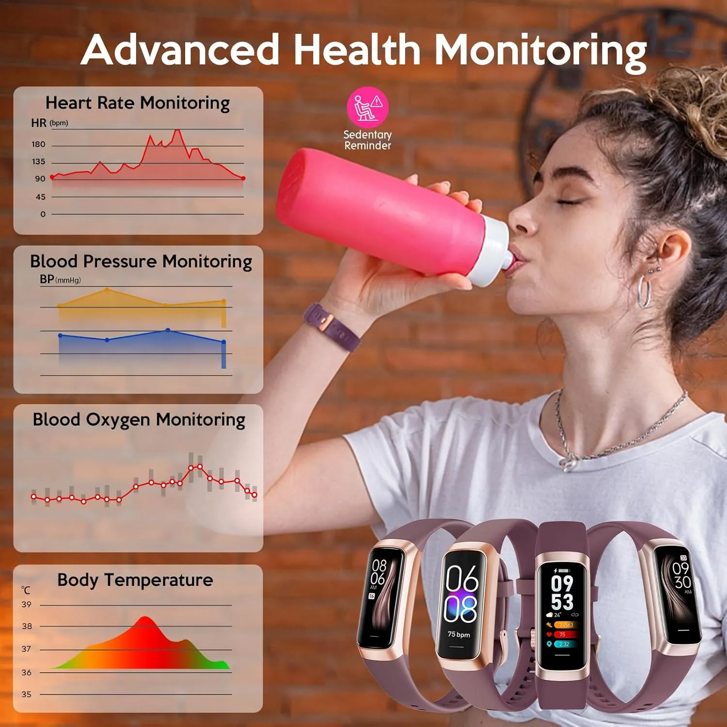 Fitness Tracker Watch, Smart Watch with Blood Pressure Heart Rate Sleep IP67 Waterproof Health Watch Fitness Activity Tracker Step Calorie Counter Pedometer Watches for Men Women Android iOS Phone