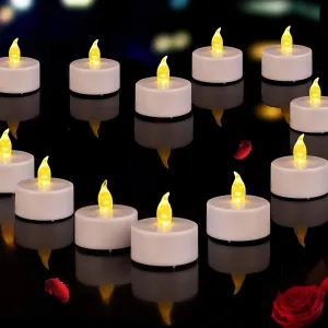 Flameless LED Tea Lights Candles, Battery Operated Flickering Electric Fake Candles Bulk, 100Pack Powered Votive Tealights Long Lasting 200H  Bright Warm Yellow Lamp for Seasonal & Festive Decoration