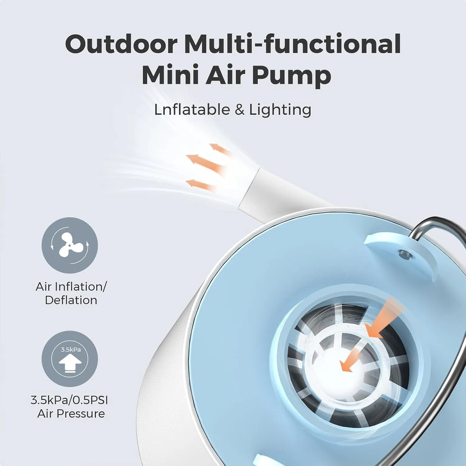 FLEXTAILGEAR Tiny Pump X Portable Air Pump  Camping Light Ultra-Mini Air Pump with 1300mAh Battery USB Rechargeable for Sleeping Pads Pool Floats Air Bed Air Mattress Swimming Ring