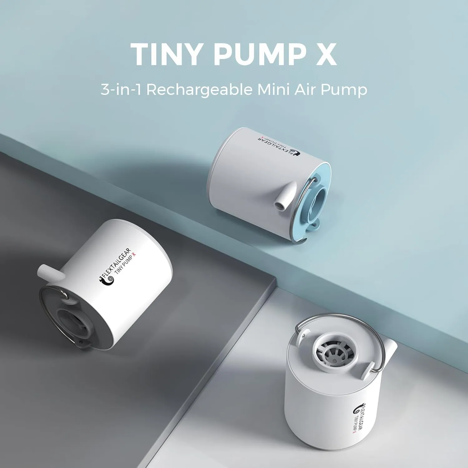 FLEXTAILGEAR Tiny Pump X Portable Air Pump  Camping Light Ultra-Mini Air Pump with 1300mAh Battery USB Rechargeable for Sleeping Pads Pool Floats Air Bed Air Mattress Swimming Ring