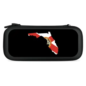 Florida State Flag Map Portable Compatible with Switch Carrying Case Protector Bag with 15 Games Accessories Black-Style