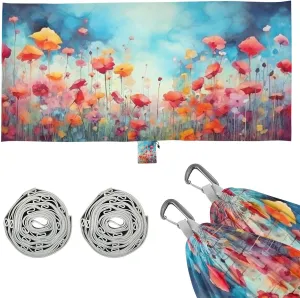 Flower Painting Camping Hammock, Single Portable Hammocks with Tree Straps & Attached Carry Bag, 330Lbs Capacity Perfect for Outside Indoor Hiking Beach Backpack Travel