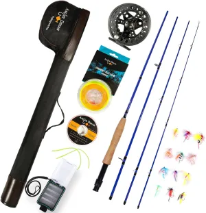 Fly Fishing Rod and Reel Combo - 3/5/8 WT Starter Kit with 4-Piece Fly Rod