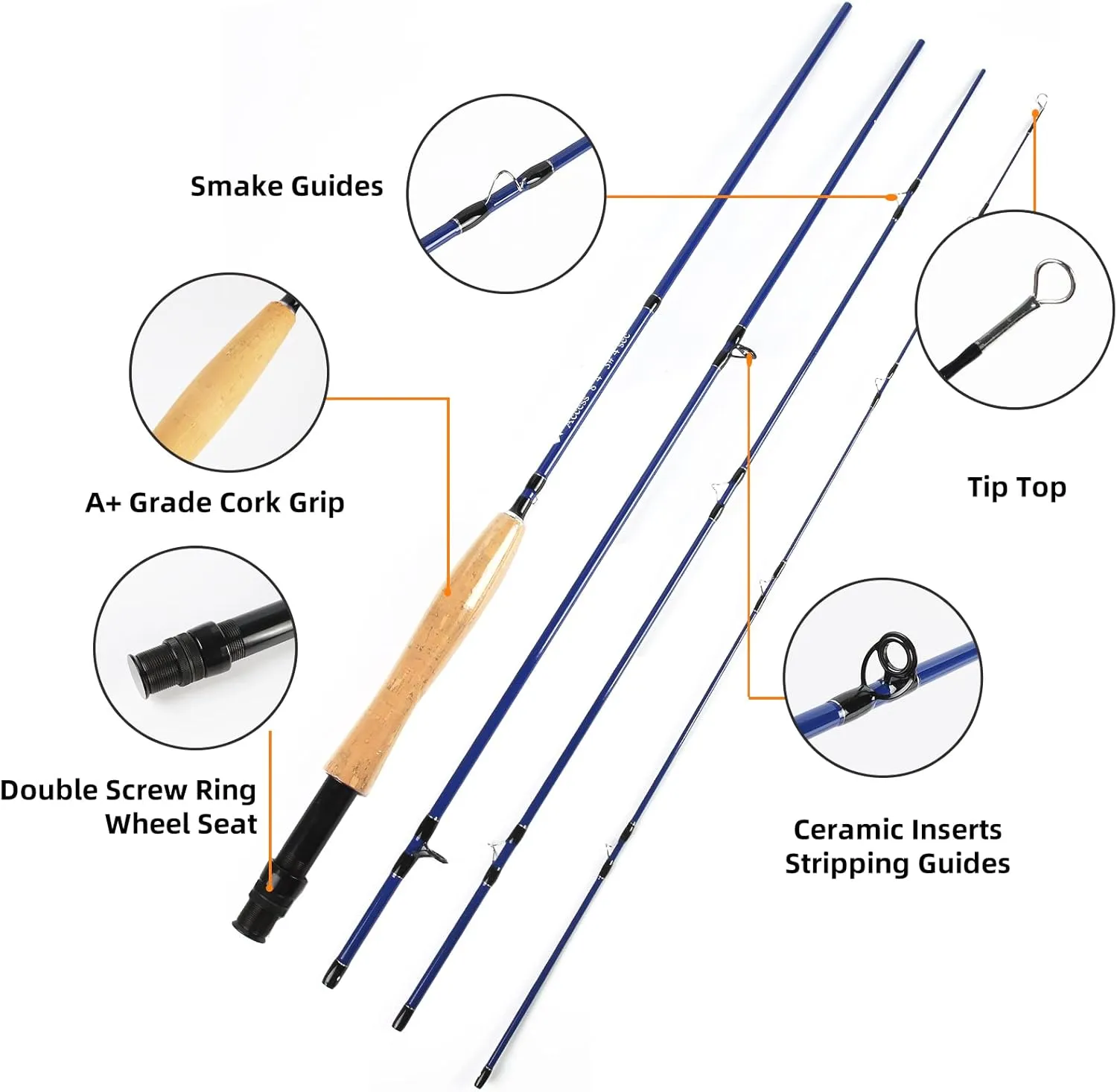 Fly Fishing Rod and Reel Combo - 3/5/8 WT Starter Kit with 4-Piece Fly Rod