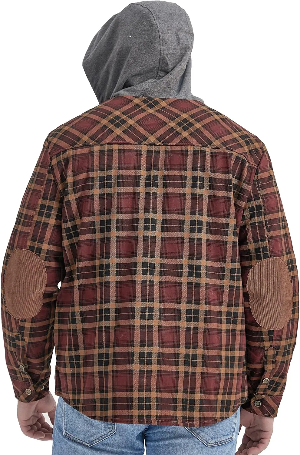 Flygo Men's Flannel Jacket Loose Plaid Sherpa Lined Flannel Shirt Snap Button Warm Winter Jackets Pockets