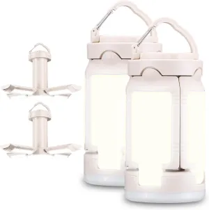 Foldable Camping Lantern, Rechargeable Camping Lights, 4000LM, 6 Light Modes, IPX4 Waterproof Tent Lights for Power Outages, Emergency, Hurricane, Hiking, 2-Pack