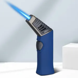 Foldable Elbow Gas Torch Lighter Butane Cigar Lighter Jet Kitchen Outdoor BBQ Lighter Gift Men's Gadgets (Color : Blue)