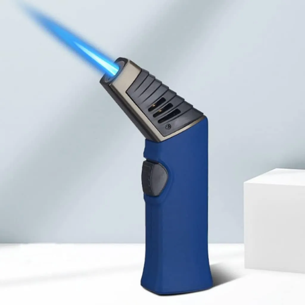 Foldable Elbow Gas Torch Lighter Butane Cigar Lighter Jet Kitchen Outdoor BBQ Lighter Gift Men's Gadgets (Color : Blue)