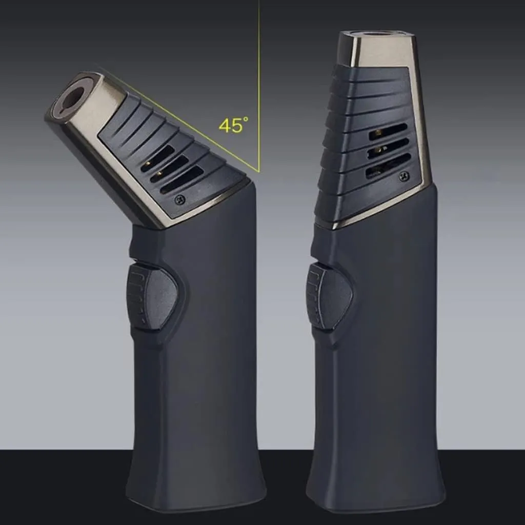 Foldable Elbow Gas Torch Lighter Butane Cigar Lighter Jet Kitchen Outdoor BBQ Lighter Gift Men's Gadgets (Color : Ice Black)
