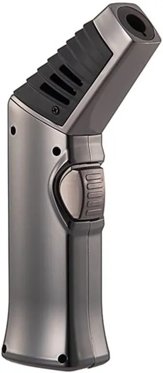 Foldable Elbow Gas Torch Lighter Butane Cigar Lighter Jet Kitchen Outdoor BBQ Lighter Gift Men's Gadgets (Color : Ice Black)
