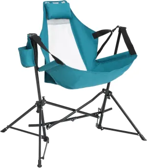 Folding Hammock Camping Chair with Adjustable Straps, Comfortable and Portable Design, Steel Frame, Blue