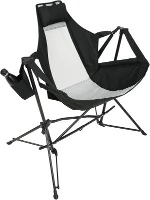 Folding Portable Hammock Camping Chair with Adjustable Back, Cup Holder, and Carry Bag - Black