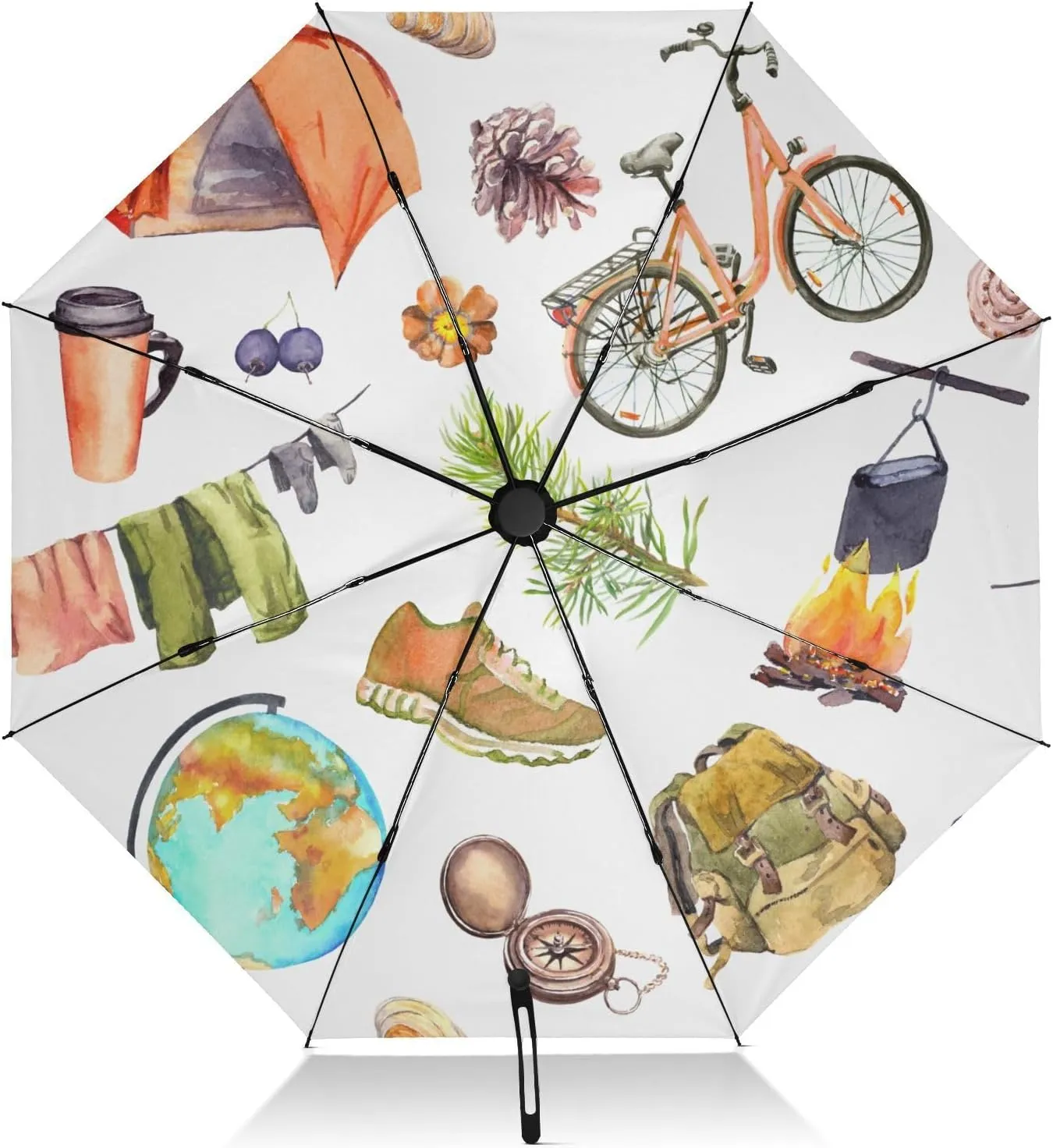Folding Rain Umbrella Tent Camp Fire Bicycle Windproof Travel Umbrellas Backpack Touristic Equipment Inverted Reverse Upside Down Strong Compact Automatic Easy Auto Open Close