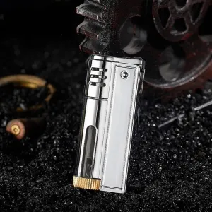 for Outdoor, Travel, Camping Vintage Metal Kerosene Lighter, Trench Lighter, Gear Driven Ignition Windproof Lighter, Soft Fire Kerosene Lighter(B)