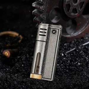 for Outdoor, Travel, Camping Vintage Metal Kerosene Lighter, Trench Lighter, Gear Driven Ignition Windproof Lighter, Soft Fire Kerosene Lighter(C)