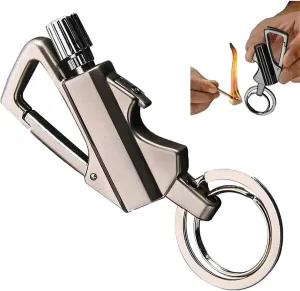 Forever Match Keychain Lighter, Outdoor Match Kerosene Lighter, Multi-Purpose Use, Suitable for BBQ, Candles, Men's Gift(C)