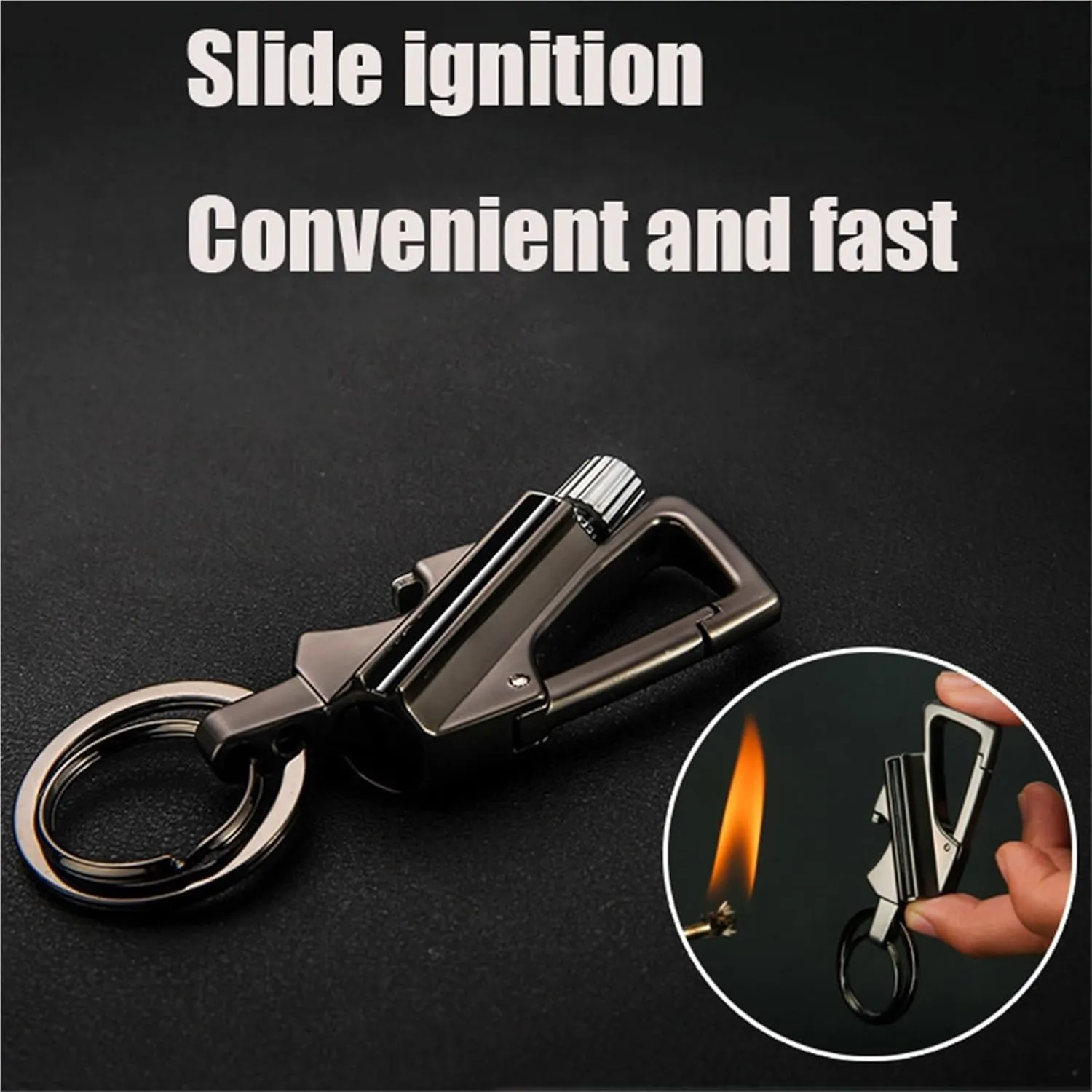 Forever Match Keychain Lighter, Outdoor Match Kerosene Lighter, Multi-Purpose Use, Suitable for BBQ, Candles, Men's Gift(C)