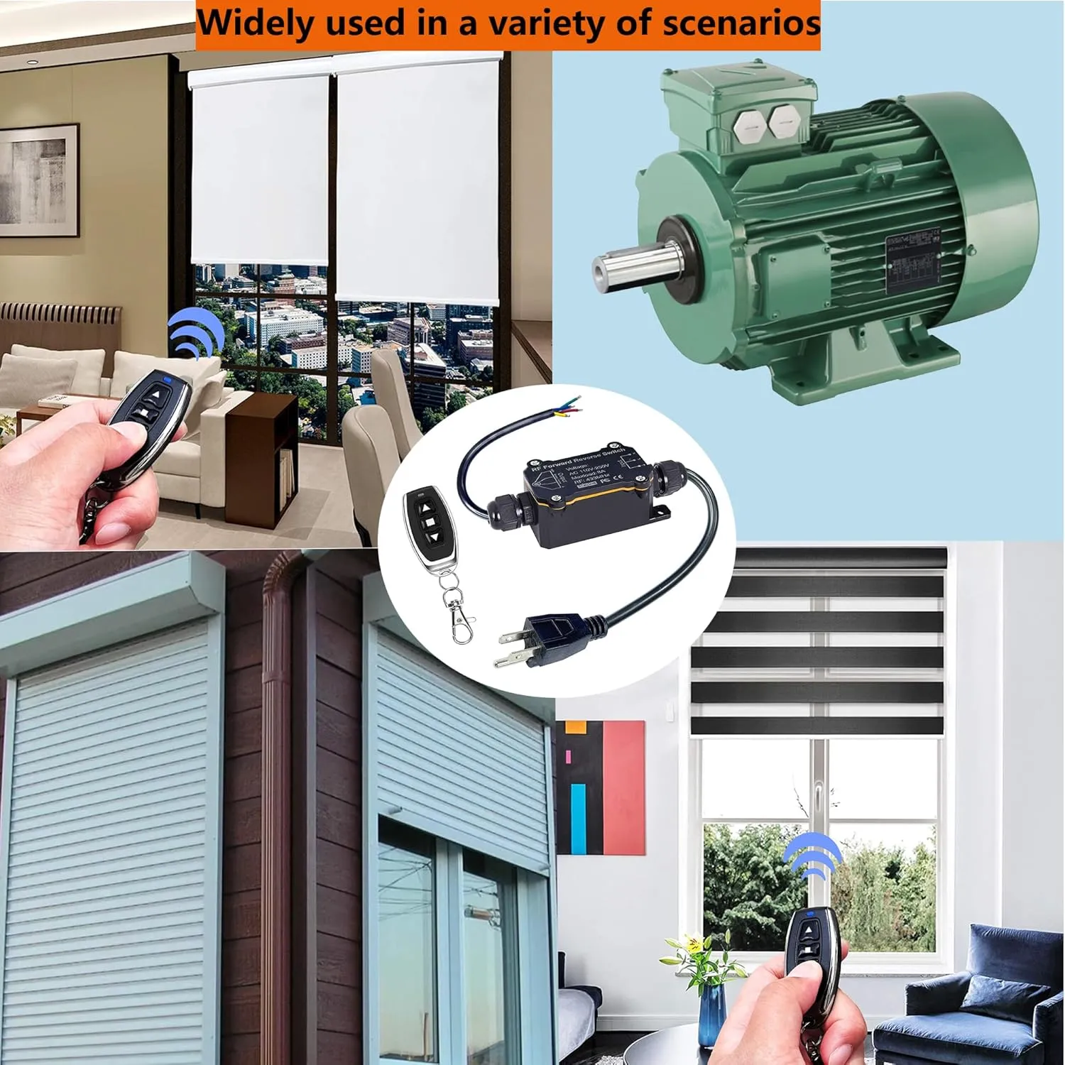 Forward Reverse Remote Control Switch,AC110V-250V Linear Actuator 12V Waterproof Remote Switch,8A Relay Receiver Controller with Control Range up to 165 Feet for Roller Shutter/Crane