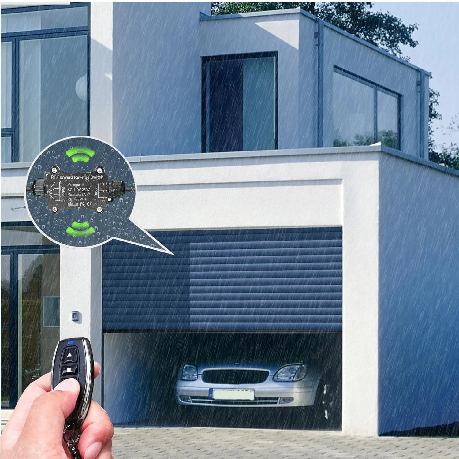 Forward Reverse Remote Control Switch,AC110V-250V Linear Actuator 12V Waterproof Remote Switch,8A Relay Receiver Controller with Control Range up to 165 Feet for Roller Shutter/Crane