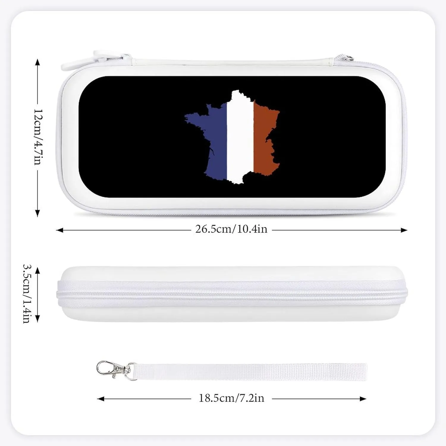French Map Flag Portable Compatible with Switch Carrying Case Protector Bag with 15 Games Accessories White-Style