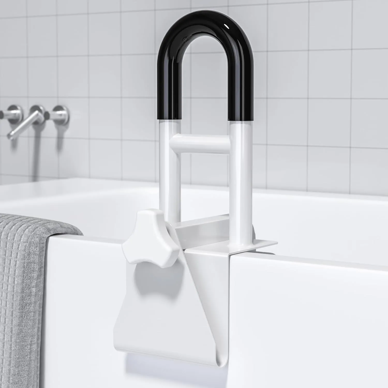 FSA/HSA Eligible Bathtub Safety Rail: Shower Grab Bar Handle for Seniors, Elderly, and Disabled, Fits 3 to 7 Inch Tub Walls, Bathroom Safety Bars with Non-Slip Grip, Supports 300 lbs