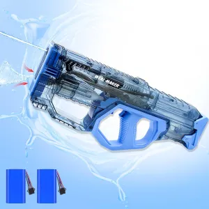 Full Auto Electric Water Gun for Adults/Kids,Automatic Water Suction 300  Continuous Ammos,Powerful IP67 Waterproof Squirt Guns Up to 28-32FT Range(Blue)
