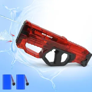 Full Auto Electric Water Gun for Adults/Kids,Automatic Water Suction 300  Continuous Ammos,Powerful IP67 Waterproof Squirt Guns Up to 28-32FT Range(Red)