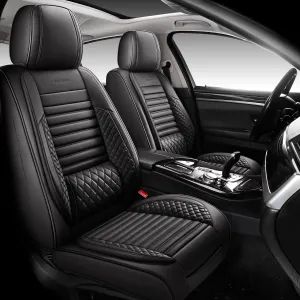 Full Coverage Front Set Seat Covers with Waterproof Leather,Lumber Support and Airbag Compatible,Universal Fit for Most SUVs, Trucks,and Sedans in Automotive Seat Covers