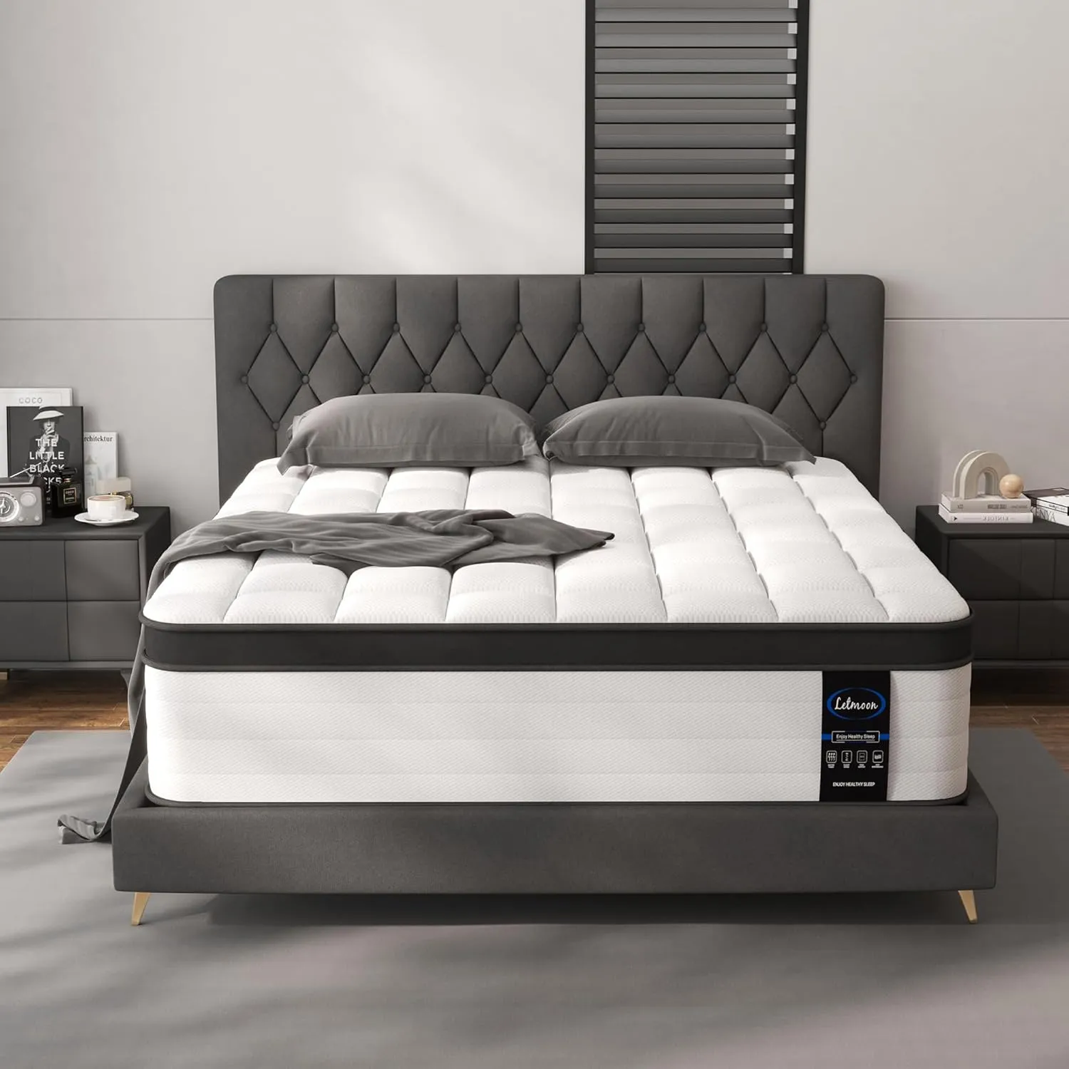 Full Mattress, 12 Inch Full Size Hybrid Mattress, Medium Memory Foam and Pocket Springs, Pressure Relief, Bed in Box
