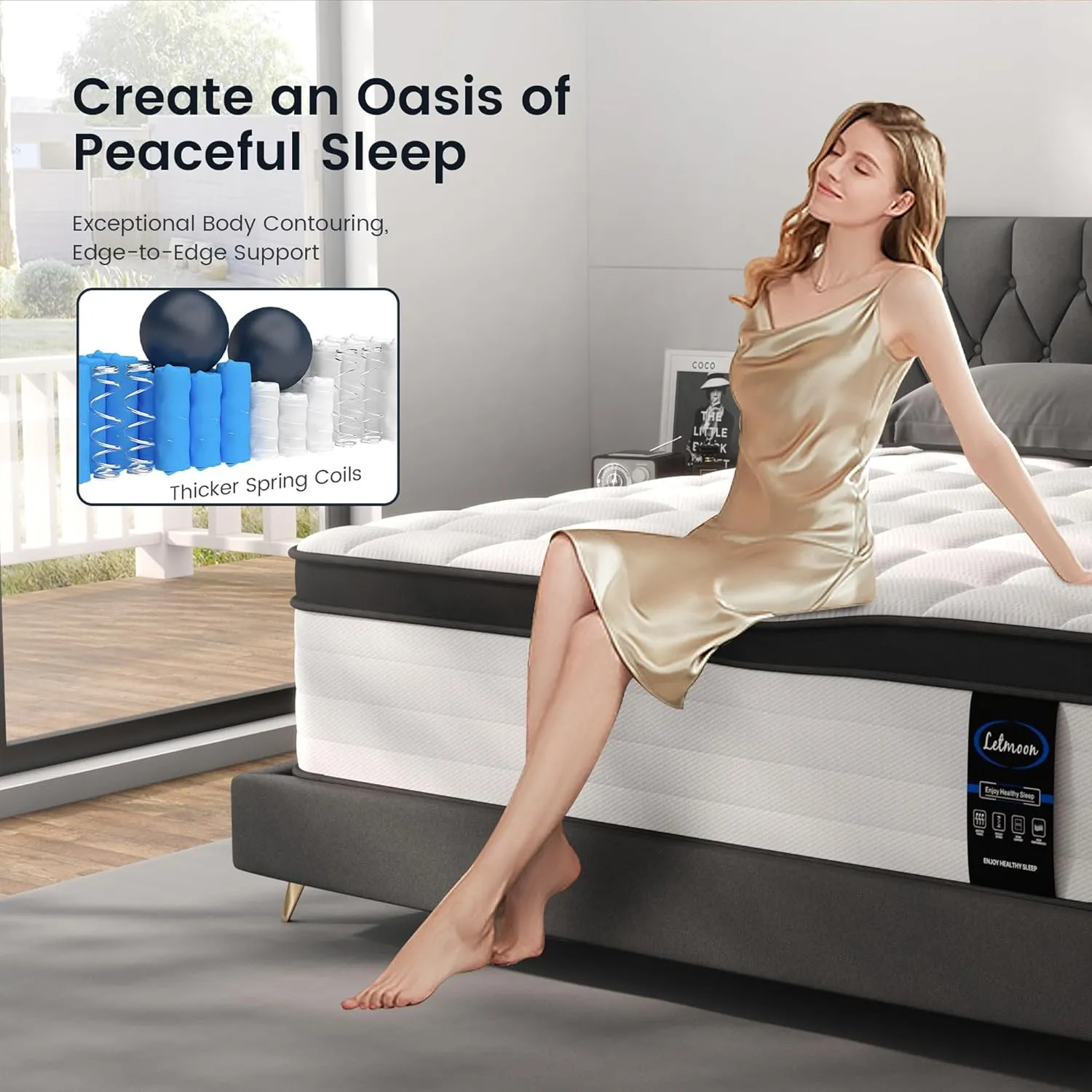 Full Mattress, 12 Inch Full Size Hybrid Mattress, Medium Memory Foam and Pocket Springs, Pressure Relief, Bed in Box
