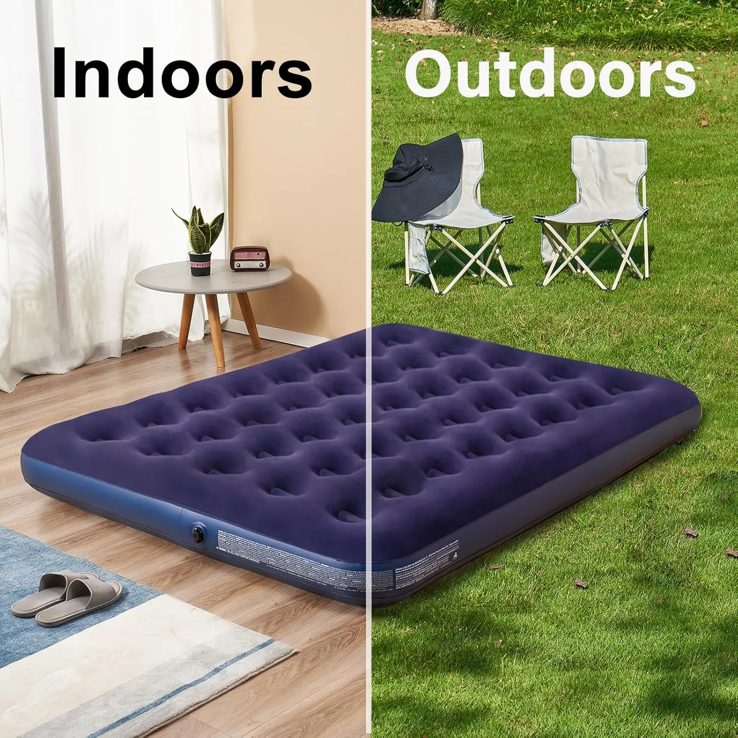 Full Size Air Mattress Inflatable Bed for Camping & Home, Blow Up Sleeping Pad