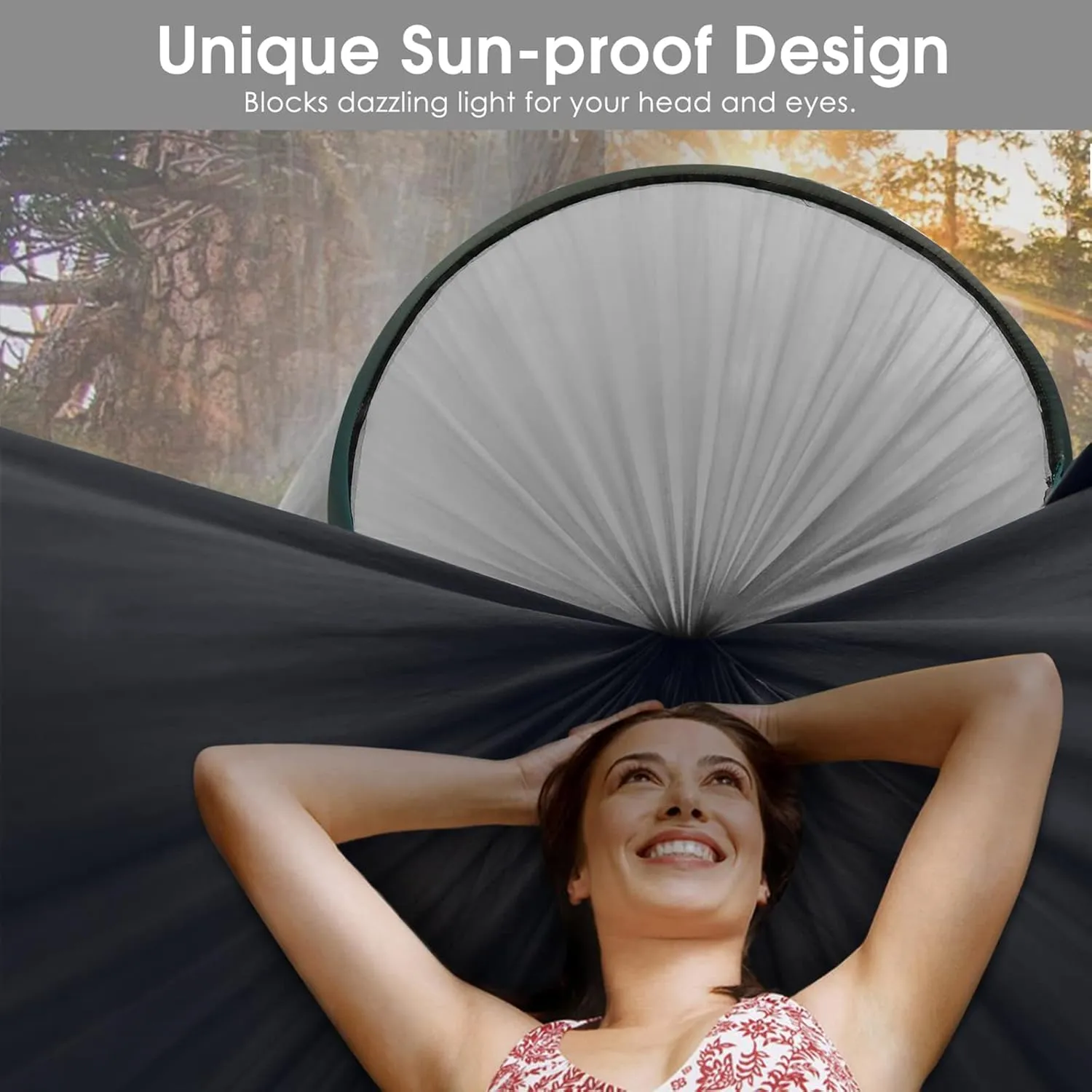 G4Free Large Camping Hammock with Mosquito Net 2 Person Pop-up Parachute Lightweight Hanging Hammocks Tree Straps Swing Bed for Outdoor Backpacking Backyard Hiking