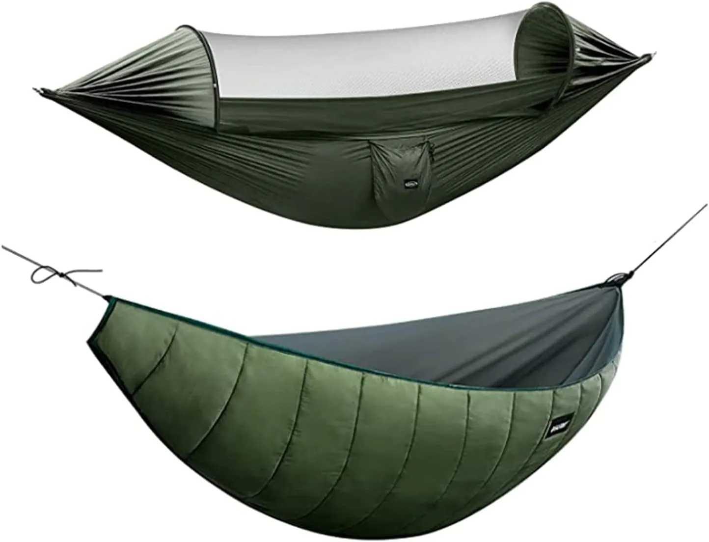 G4Free Large Camping Hammock with Net and Underquilt 2 Person Pop-up Parachute Lightweight Hammocks Warm 4 Season Winter Under Quilt Hammock Bed for Outdoor Backpacking Backyard Hiking