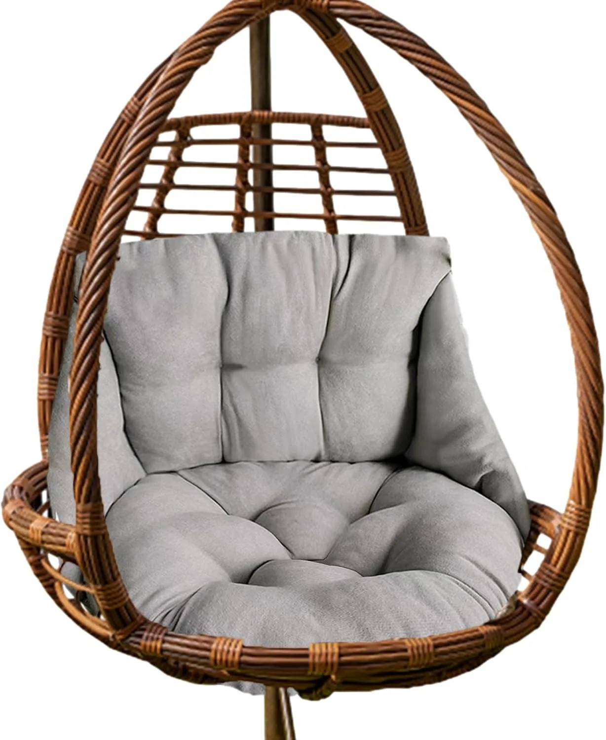 Garcan Hammock Chair Swing - Waterproof, Sun-Resistant Thick Wicker Cushions, Grey