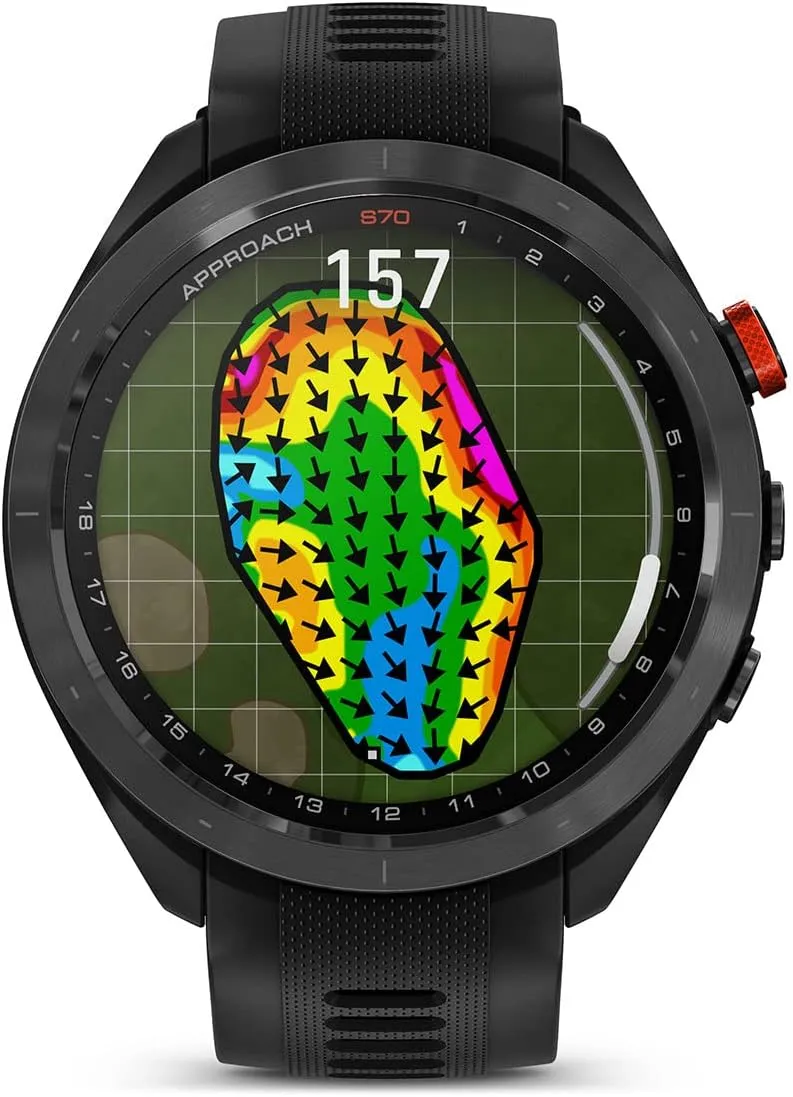 Garmin Approach S70 (Black, 47mm) Golf GPS Watch | Premium Smartwatch with AMOLED Display, Virtual Caddie & Playslike Distance | Bundle with PlayBetter Screen Protectors & Portable Charger