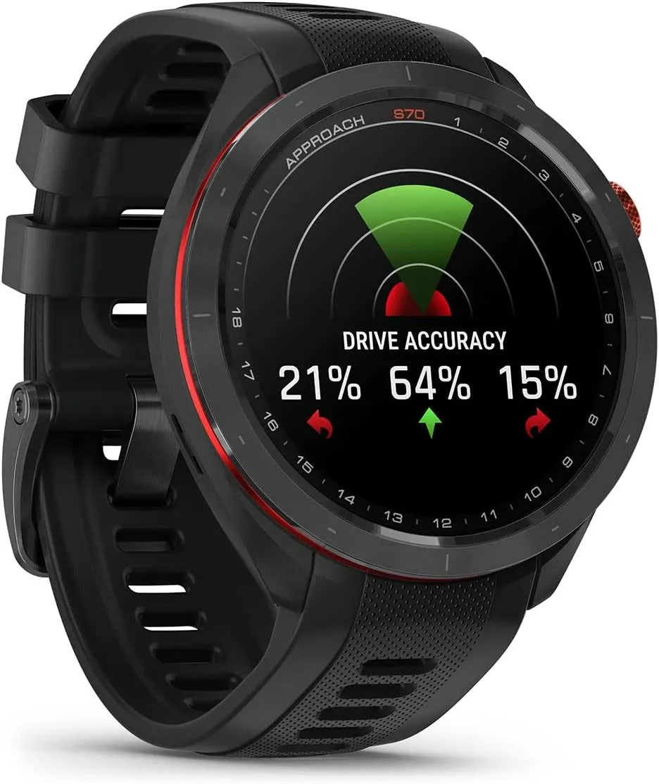 Garmin Approach S70 (Black, 47mm) Golf GPS Watch | Premium Smartwatch with AMOLED Display, Virtual Caddie & Playslike Distance | Bundle with PlayBetter Screen Protectors & Portable Charger