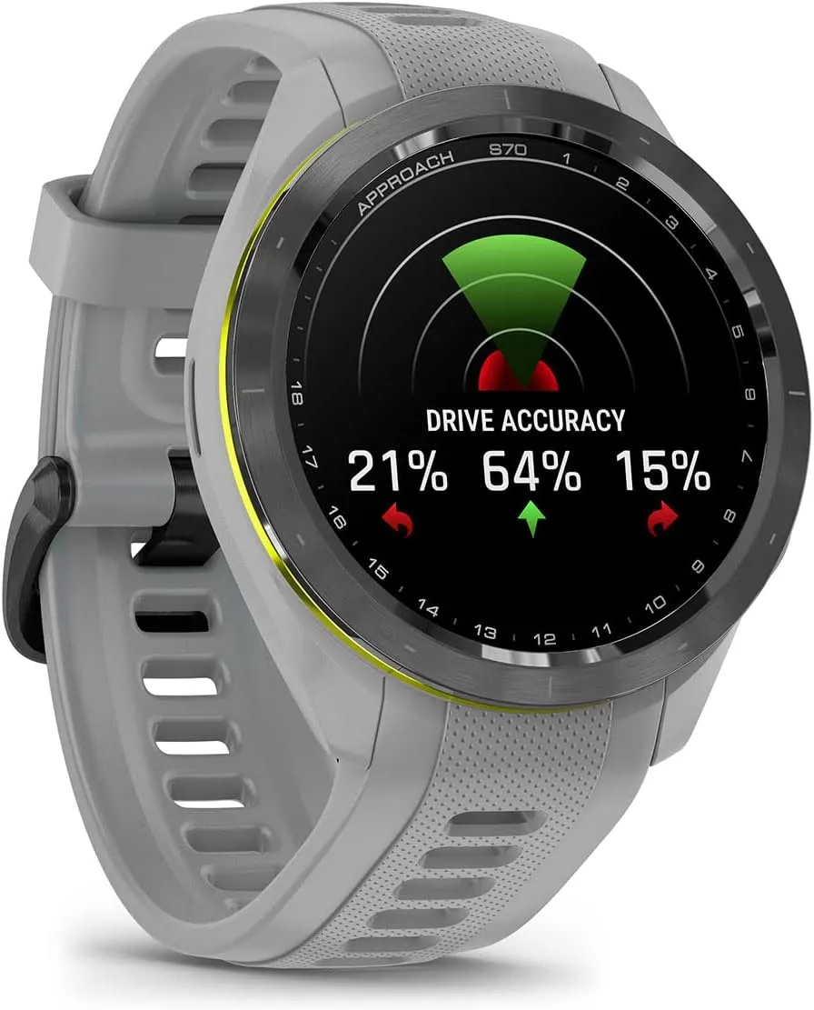 Garmin Approach S70 (Gray, 42mm) Golf GPS Watch Bundle - AMOLED Display, Virtual Caddie & PlaysLike Distance - Includes PlayBetter 5000mAH Portable Charger & Screen Protectors
