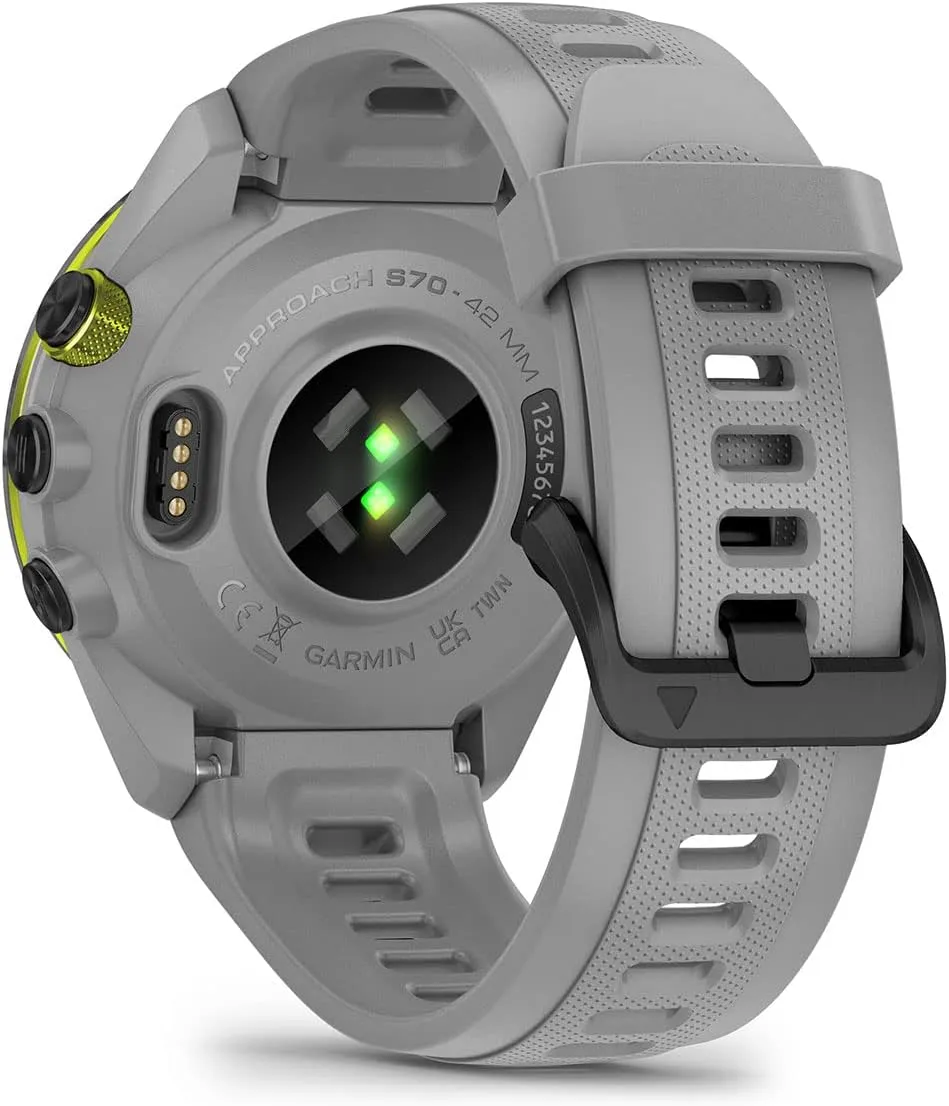 Garmin Approach S70 (Gray, 42mm) Golf GPS Watch Bundle - AMOLED Display, Virtual Caddie & PlaysLike Distance - Includes PlayBetter 5000mAH Portable Charger & Screen Protectors