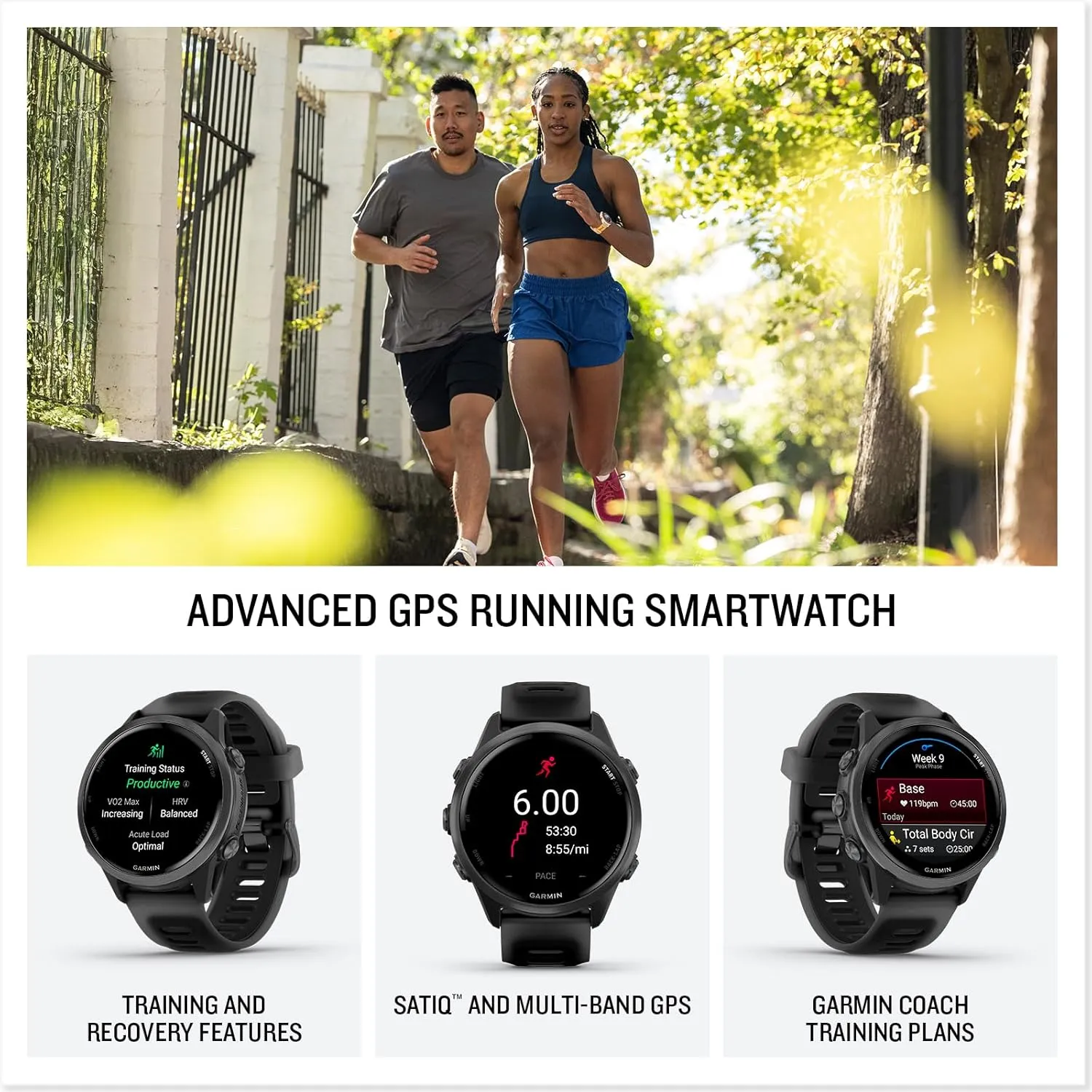 Garmin Forerunner 570 (42 mm, Slate Gray/Translucent Black) Running GPS Smartwatch - AMOLED Display, Training & Recovery - Bundle with PlayBetter Portable Charger & HD Screen Protectors