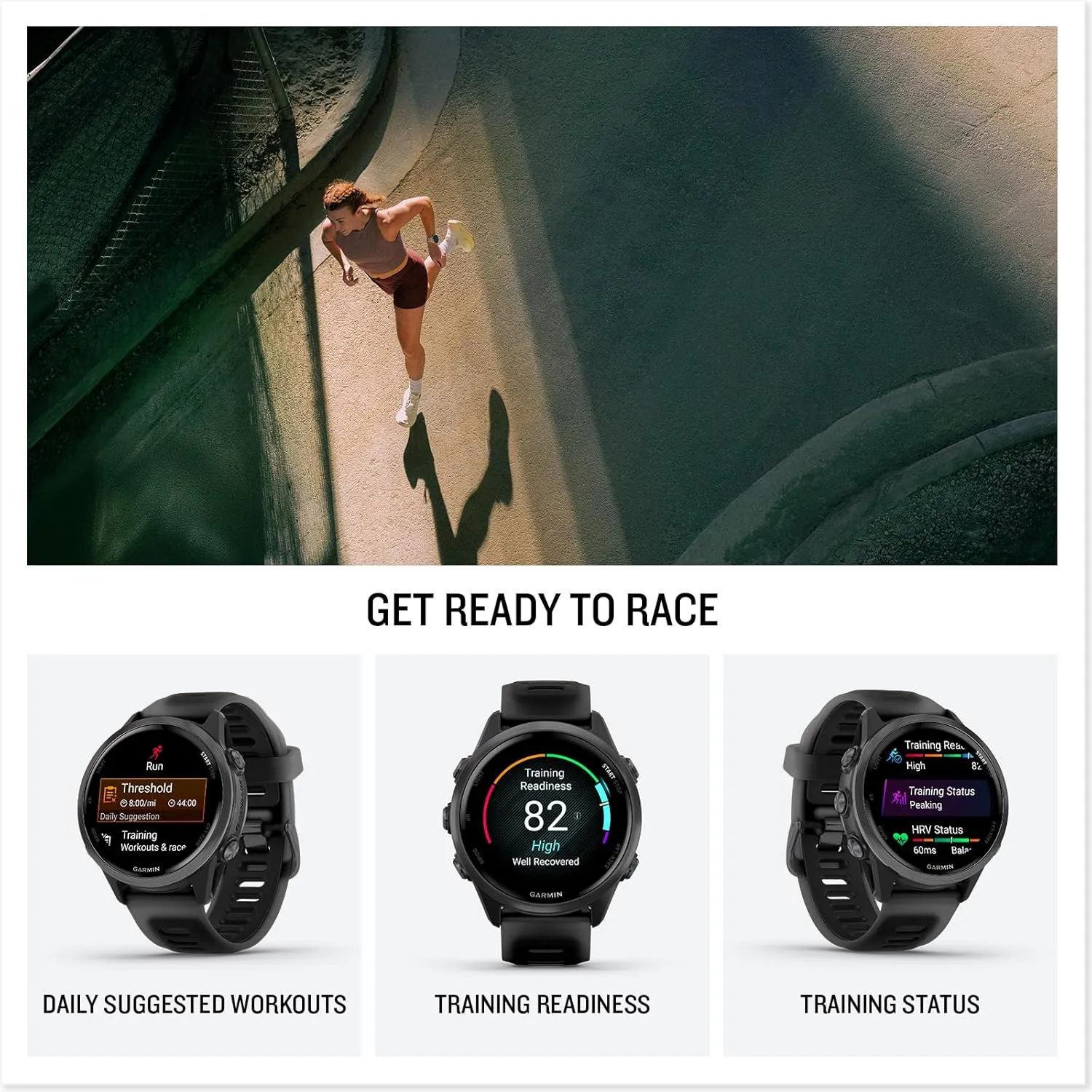 Garmin Forerunner 570 (42 mm, Slate Gray/Translucent Black) Running GPS Smartwatch - AMOLED Display, Training & Recovery - Bundle with PlayBetter Portable Charger & HD Screen Protectors