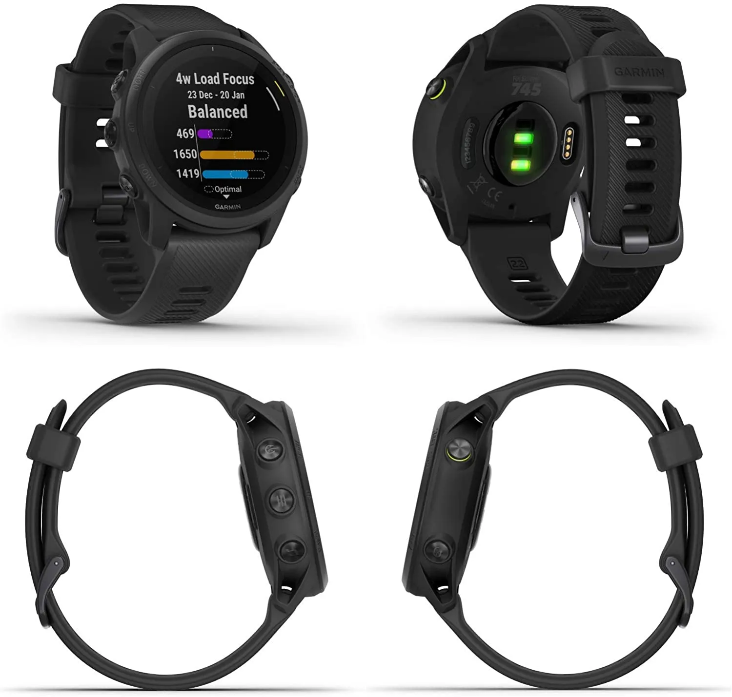 Garmin Forerunner 745 GPS Smartwatch (Black) with Power Bank 2200 mAh Bundle