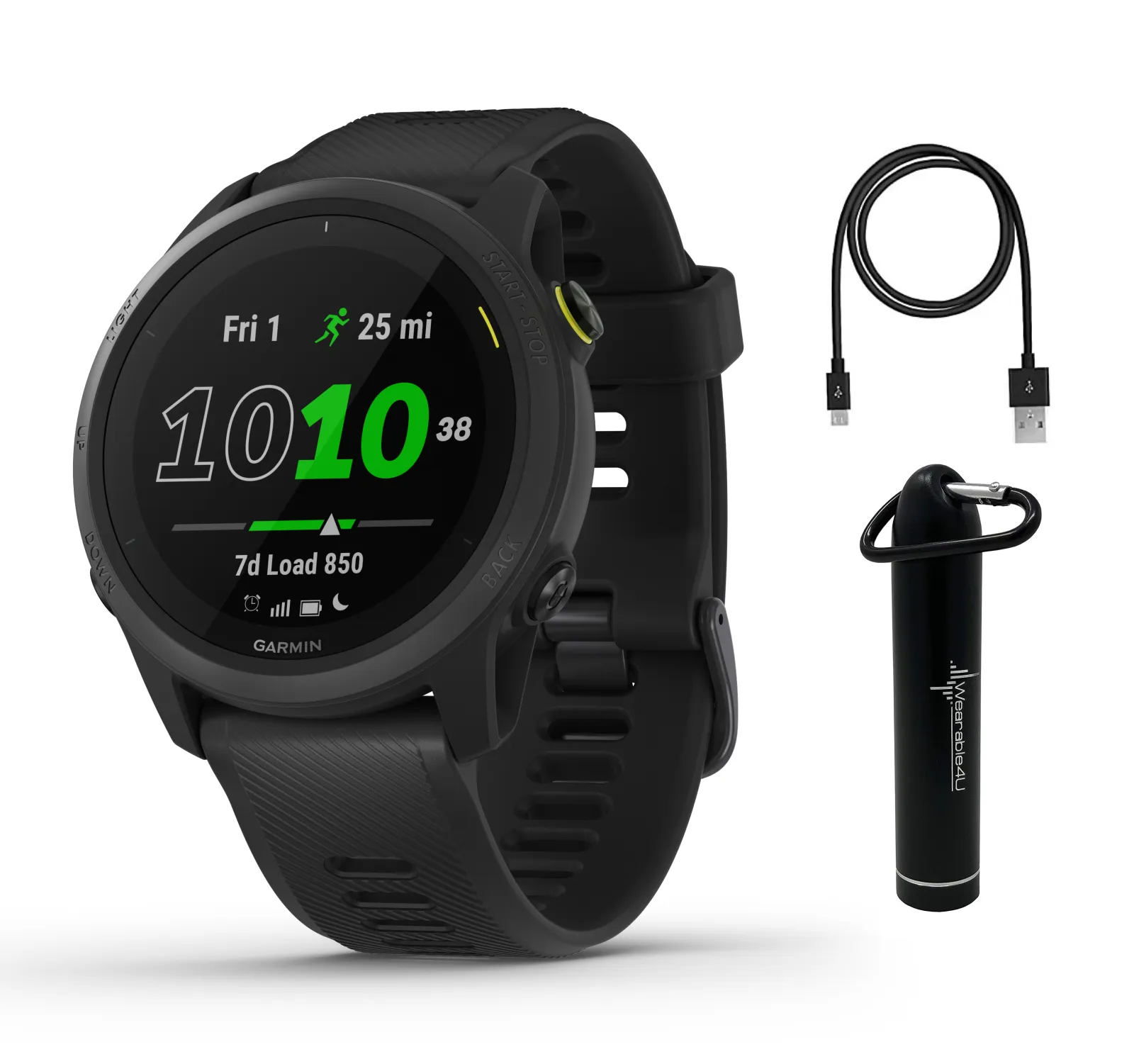 Garmin Forerunner 745 GPS Smartwatch (Black) with Power Bank 2200 mAh Bundle